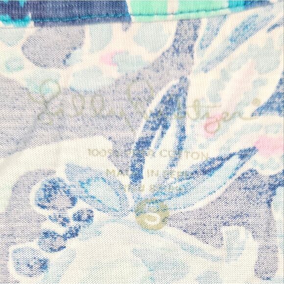 Lilly Pulitzer Short Sleeve Pima Cotton Beacon Dress Tidal Wave Tropical Blue -S - Picture 4 of 9